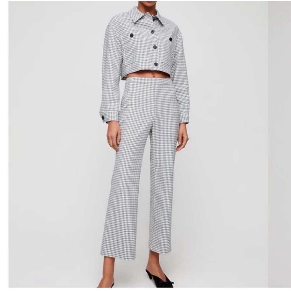 Aritzia Wilfred Kick Flare Pant in Black/ Espace Gingham Sz 0